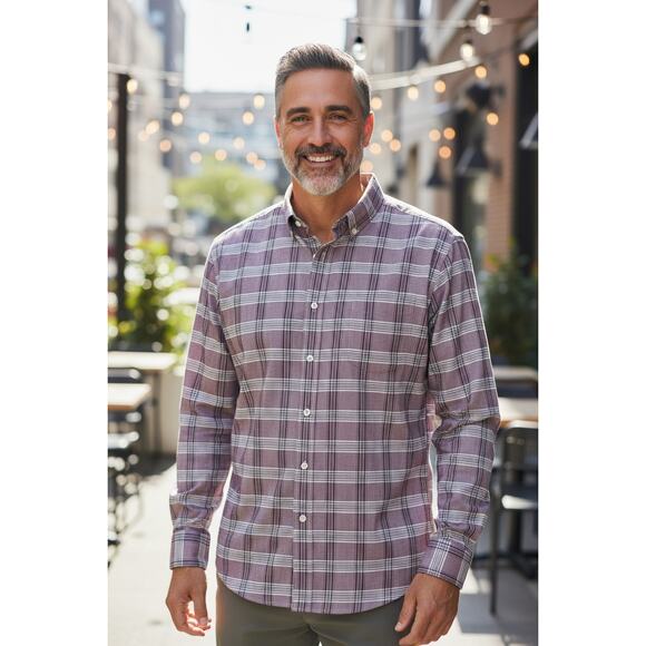 Jos A. Bank Men's Purple Plaid Button Down Career Shirt Size XL - Picture 1 of 6